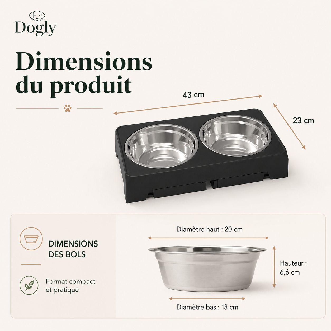 Gamelle Surélevée Réglable Dogly pour Chien