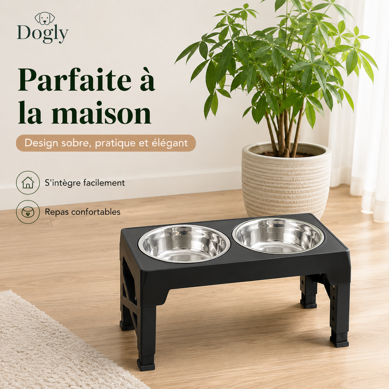 Gamelle Surélevée Réglable Dogly pour Chien