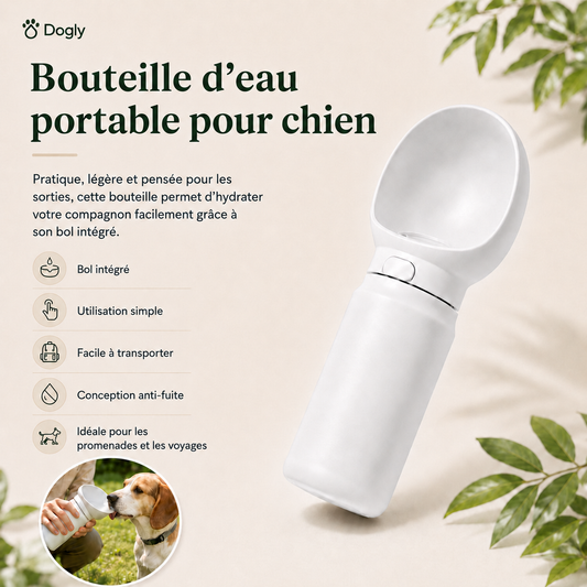Gourde de promenade pour chien avec bol intégré